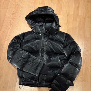 Aritzia Black Superpuff Shiny Jacket